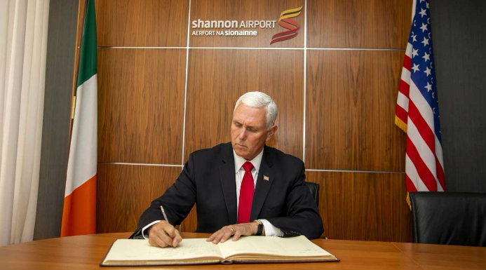 Pence Flies From Shannon To Dublin Today As State Visit Continues